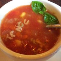 アルファベットパスタのスープ<br>Alphabet Pasta Soup